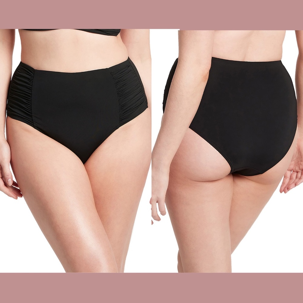 NWT Sea Level [ 8 US/ 12 UK] High Waist Gathered Side Bikini Bottoms Black‎